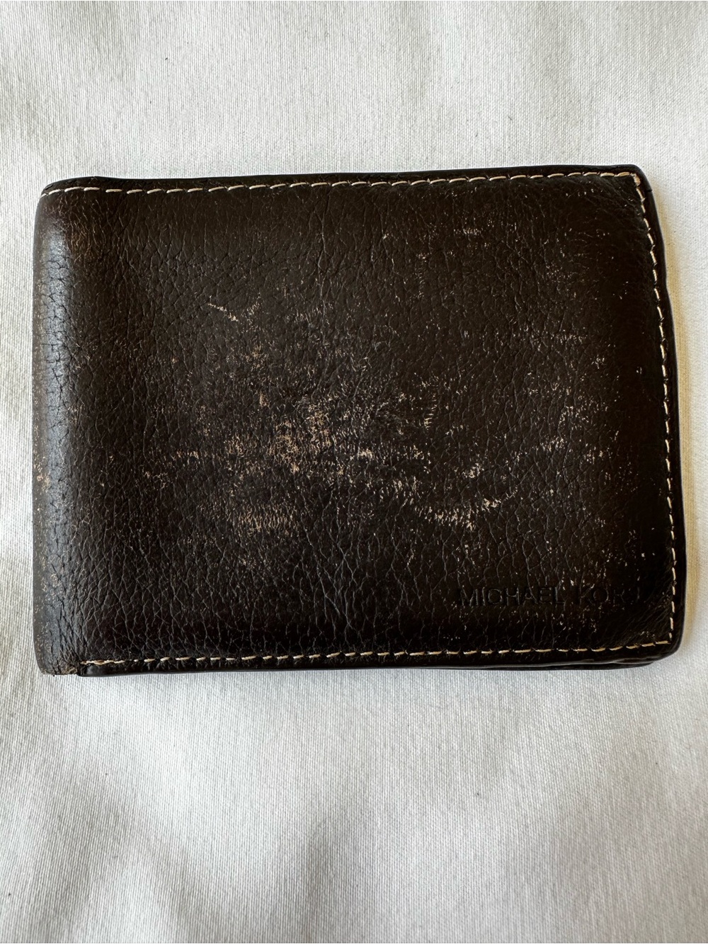 MICHAEL KORS Men’s Brown Pebbled Leather Bifold Wallet Slim Card Holder Logo